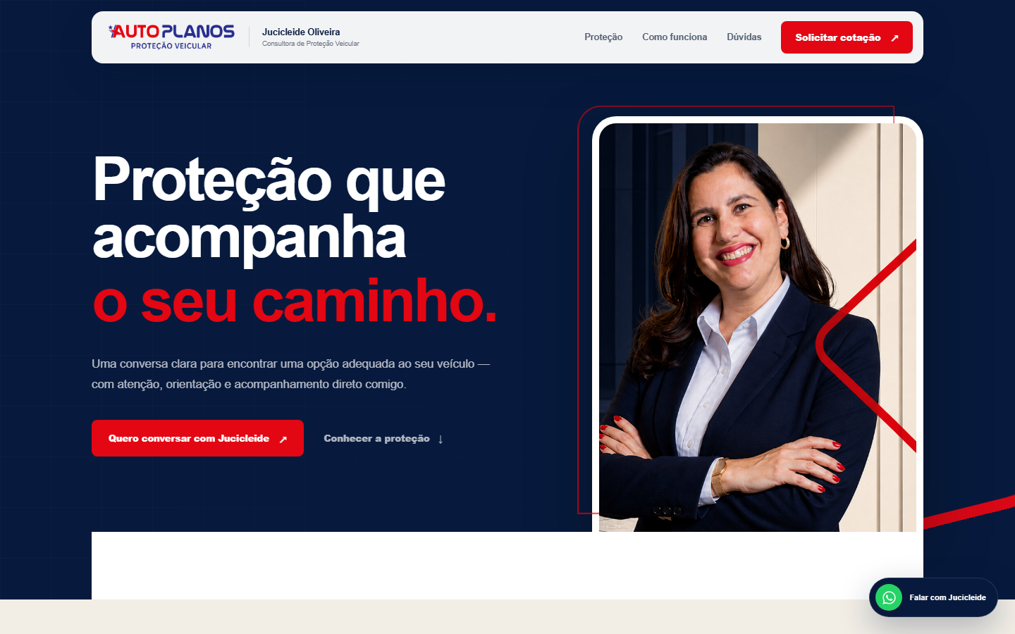 Tela do site da consultora Jucicleide Oliveira